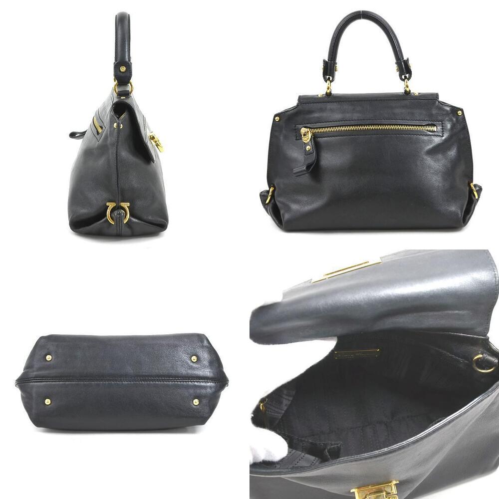 Salvatore Ferragamo 2way Bag Black Shoulder Gancini leather Black